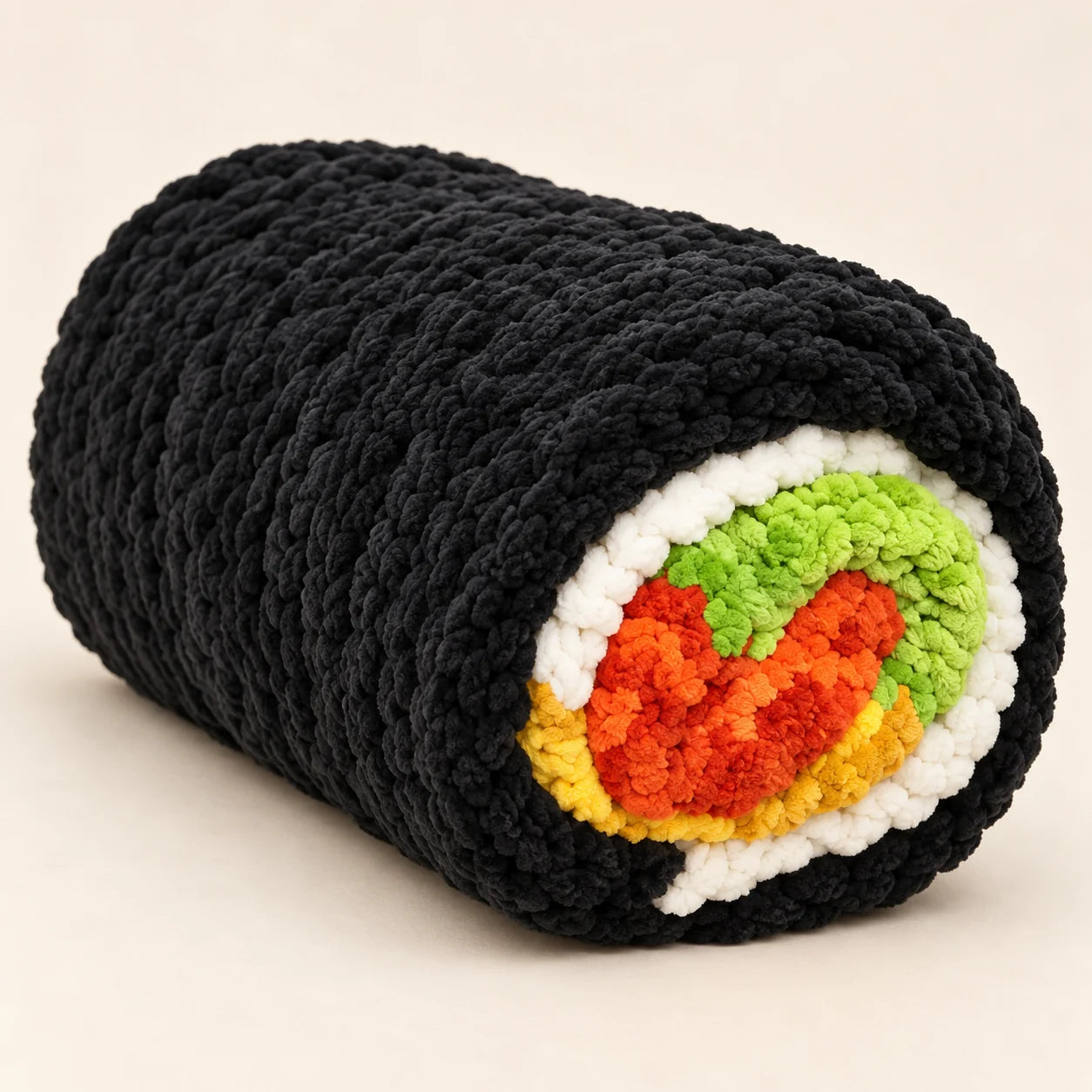 Sushi Blanket rolled up, showing its colorful sushi center